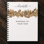 Carnet Fleurs dorées de luxe Elégant chic blanc