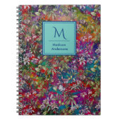 Carnet Fleurs douces feuille monogramme rouge motif flora (Devant)