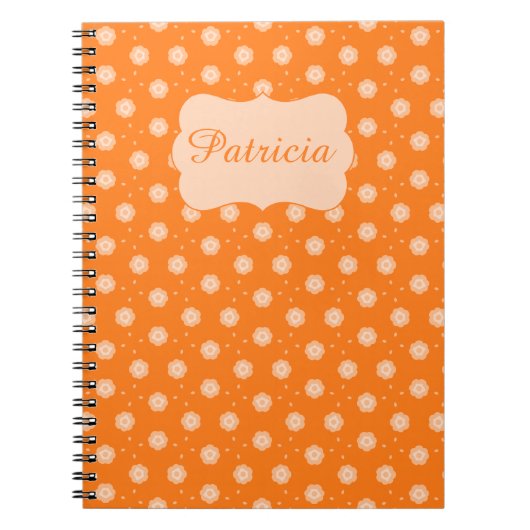 Carnet Fleurs douces pêche beige sur fond orange (Devant)