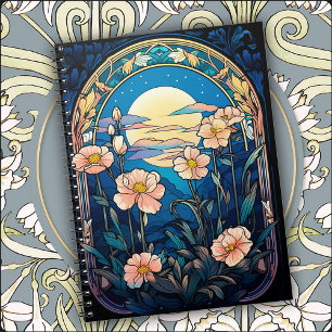 Carnet Fleurs Élégantes au Clair de Lune Art Nouveau