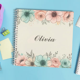 Carnet Fleurs élégantes croquées à l'aquarelle