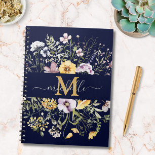 Carnet Fleurs élégantes de monogramme de prairie de fleur
