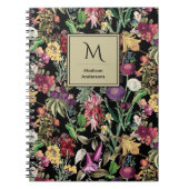 Carnet Fleurs élégantes et motifs floraux noirs feuille (Devant)
