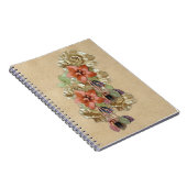 Carnet Fleurs en cuir sur daim crème (Côté Droit)