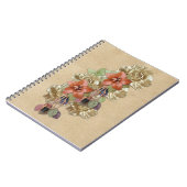 Carnet Fleurs en cuir sur daim crème (Côté gauche)