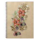 Carnet Fleurs en cuir sur daim crème (Devant)