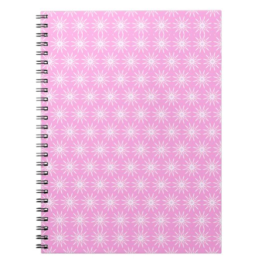 Carnet Fleurs en explosion blanches sur fond rose (Devant)