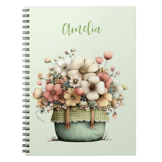Carnet Fleurs en pot Cozy Shabby Mignon (Devant)