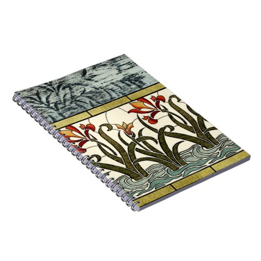 Carnet Fleurs en verre tendu avec bordure en tan (Côté Droit)