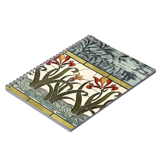 Carnet Fleurs en verre tendu avec bordure en tan (Côté gauche)