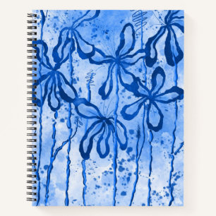 Carnet Fleurs encrées Abstraites Lys bleu marine