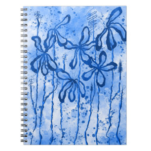 Carnet Fleurs encrées Abstraites Lys bleus