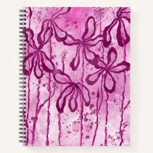 Carnet Fleurs encrées Abstraites Lys roses