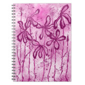 Carnet Fleurs encrées Abstraites Lys roses (Devant)