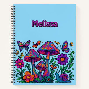 Carnet Fleurs et champignons psychédéliques rétro