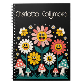Carnet Fleurs et champignons rétro Smiley