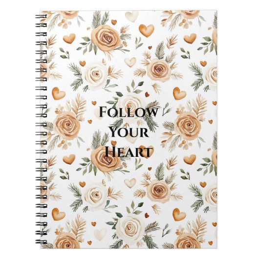 Carnet Fleurs et cœurs ivoire crème (Devant)