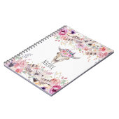 Carnet Fleurs et Crâne de vache Pays rustique Glam Boho C (Côté gauche)