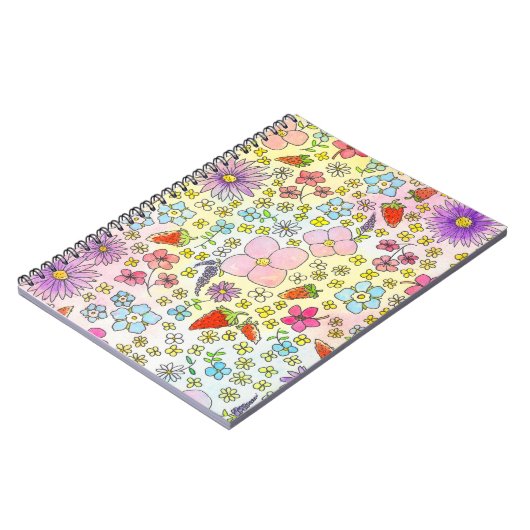 Carnet Fleurs et fraises (Côté gauche)