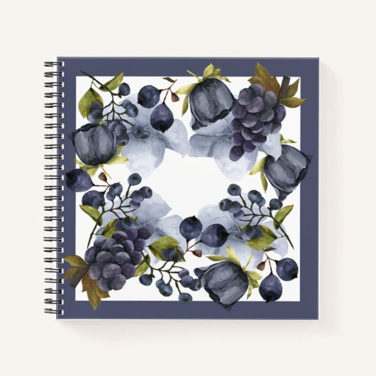 Carnet Fleurs et fruits bleus dans le cadre (Devant)