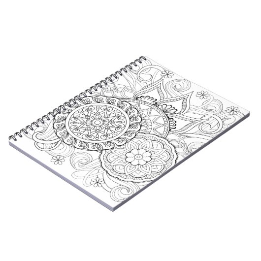 Carnet Fleurs et mandalas de griffonnage (Côté gauche)