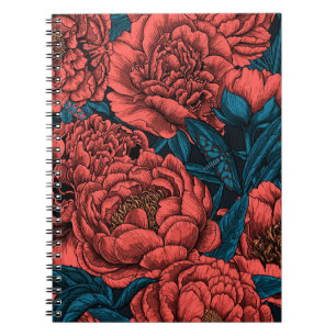 Carnet Fleurs et moisissures de pivoines rouges