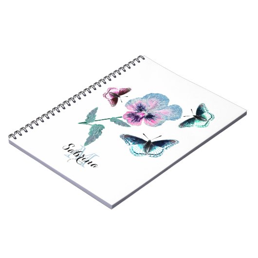 Carnet Fleurs et papillons.Personnalisé, (Côté gauche)