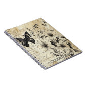 Carnet Fleurs et papillons rustiques - Papier vieilli (1) (Côté Droit)