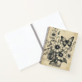 Carnet Fleurs et papillons rustiques - Papier vieilli (6) (Intérieur)