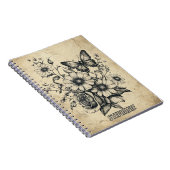 Carnet Fleurs et papillons rustiques - Papier vieilli (6) (Côté Droit)