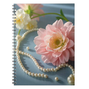 Carnet Fleurs et perles élégantes