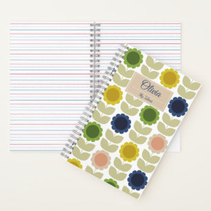 Carnet Fleurs et tiges rétro groovy d'été