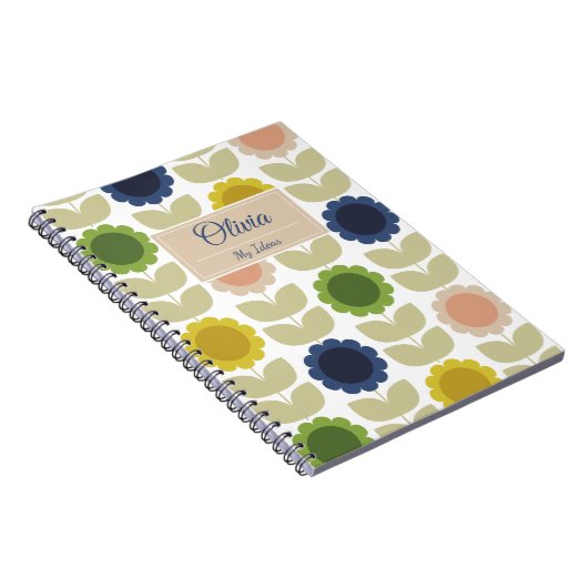Carnet Fleurs et tiges rétro groovy d'été (Côté Droit)