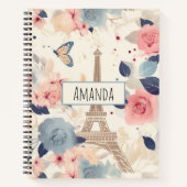 Carnet Fleurs et Tour Eiffel Paris Motif de voyage (Devant)