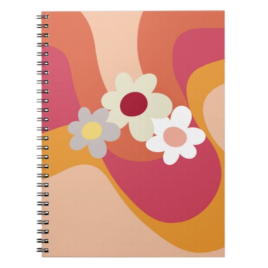 Carnet Fleurs et vagues de style rétro (Devant)