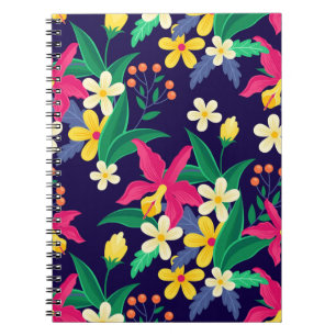 Carnet Fleurs Exotiques Colorées Motif Feuilles-23021