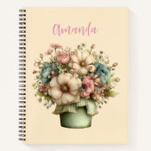 Carnet Fleurs Fantaisistes dans un Pot de Fleurs Mignon (Devant)