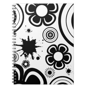 Carnet Fleurs fantaisistes noir et blanc, Cercles, Éclabo