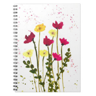 Carnet Fleurs fleurs sauvages jaune aquarelle rustique