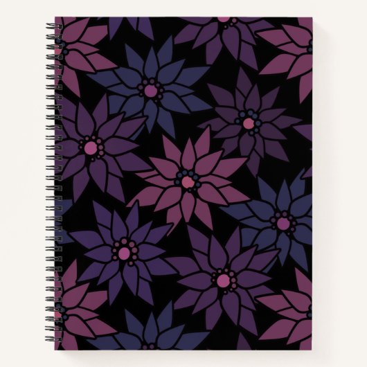 Carnet Fleurs florales Abstraites dessin motif romantique (Devant)
