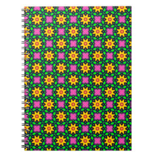 Carnet Fleurs florales colorées Jaune Motif