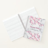 Carnet Fleurs florales de cerisier Marbre gris rose Ajout (Intérieur)