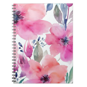 Carnet Fleurs Florales   Fleurs Roses Peintes à l'Aquarel