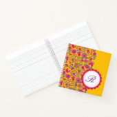 Carnet Fleurs florales rétro brillantes avec Monogramme (Intérieur)
