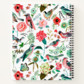 Carnet Fleurs florales rose botanique Oiseaux Motif (Dos)