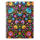 Carnet Fleurs folkloriques Wycinanki noir (Devant)