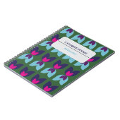 Carnet Fleurs Géométriques Tulipe Verte & Navy Personnali (Côté gauche)