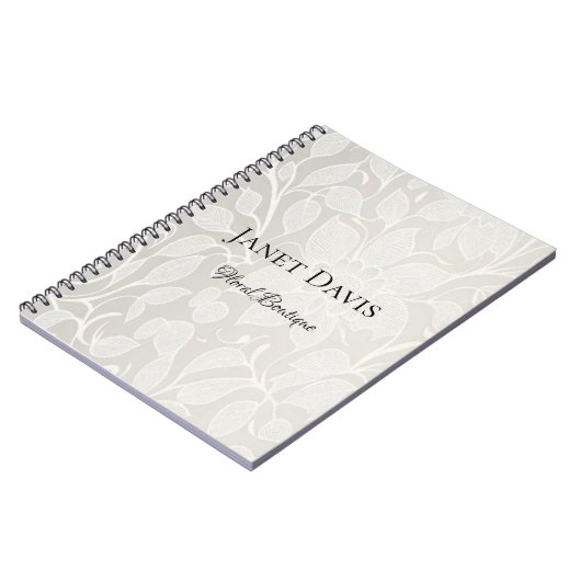 Carnet Fleurs gravées blanches argent (Côté gauche)
