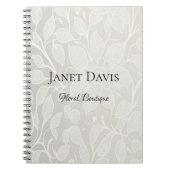 Carnet Fleurs gravées blanches argent (Devant)
