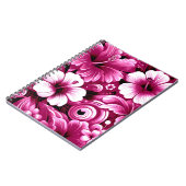 Carnet Fleurs hawaïennes tropicales Hibiscus rose blanc (Côté gauche)